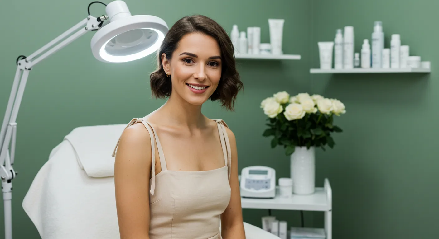Smiling woman at a beauty clinic
